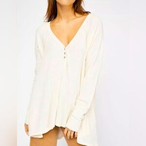 Free People We The Free Citrine Thermal Top, NWT, Size Small Ecru